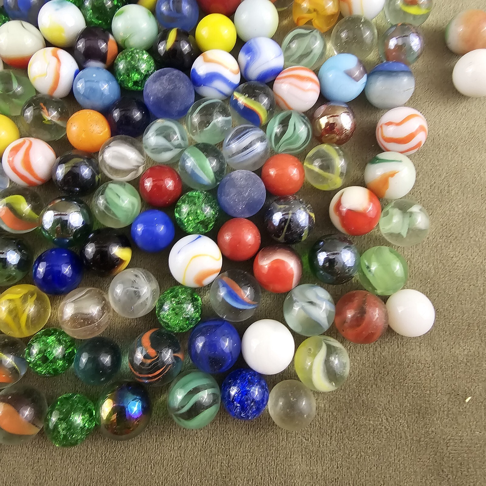 230 VINTAGE GLASS MARBLES 4 Pound Jar Of Swirls Opaque Shooters Excellent Shape