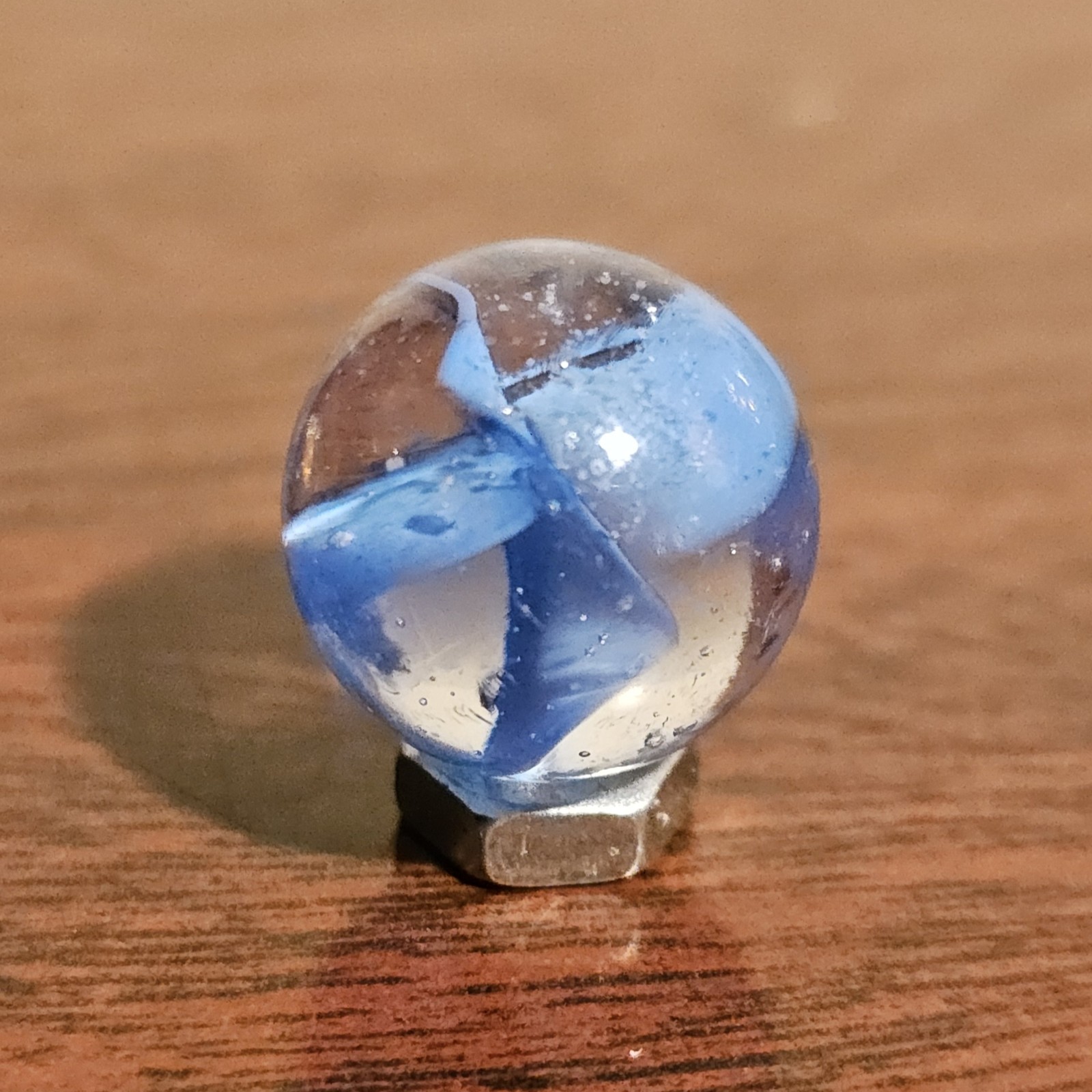 Vintage CE Bogard Blue 4 Lobe Floppy .625″ Glass Marble