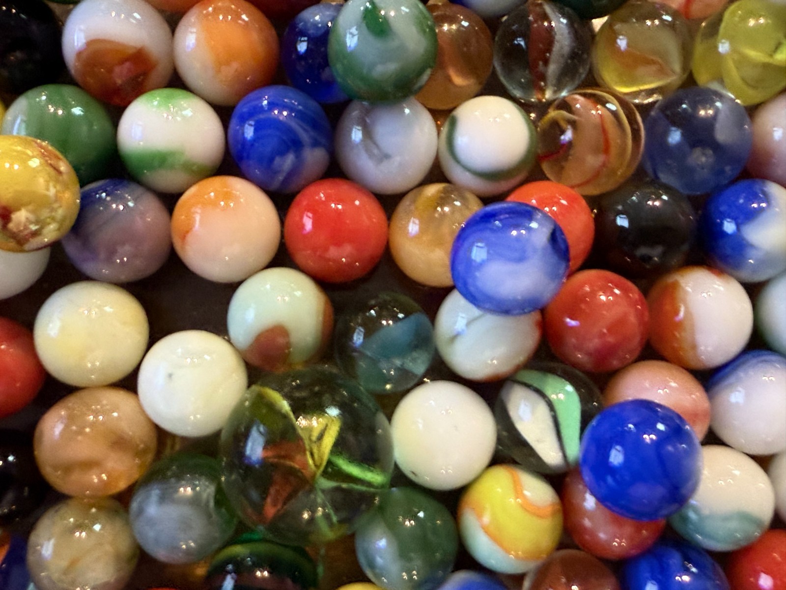 Vintage Marbles (Slags, Swirls, Cats Eyes, Bennies, Etc).Each lot varies Lot#130
