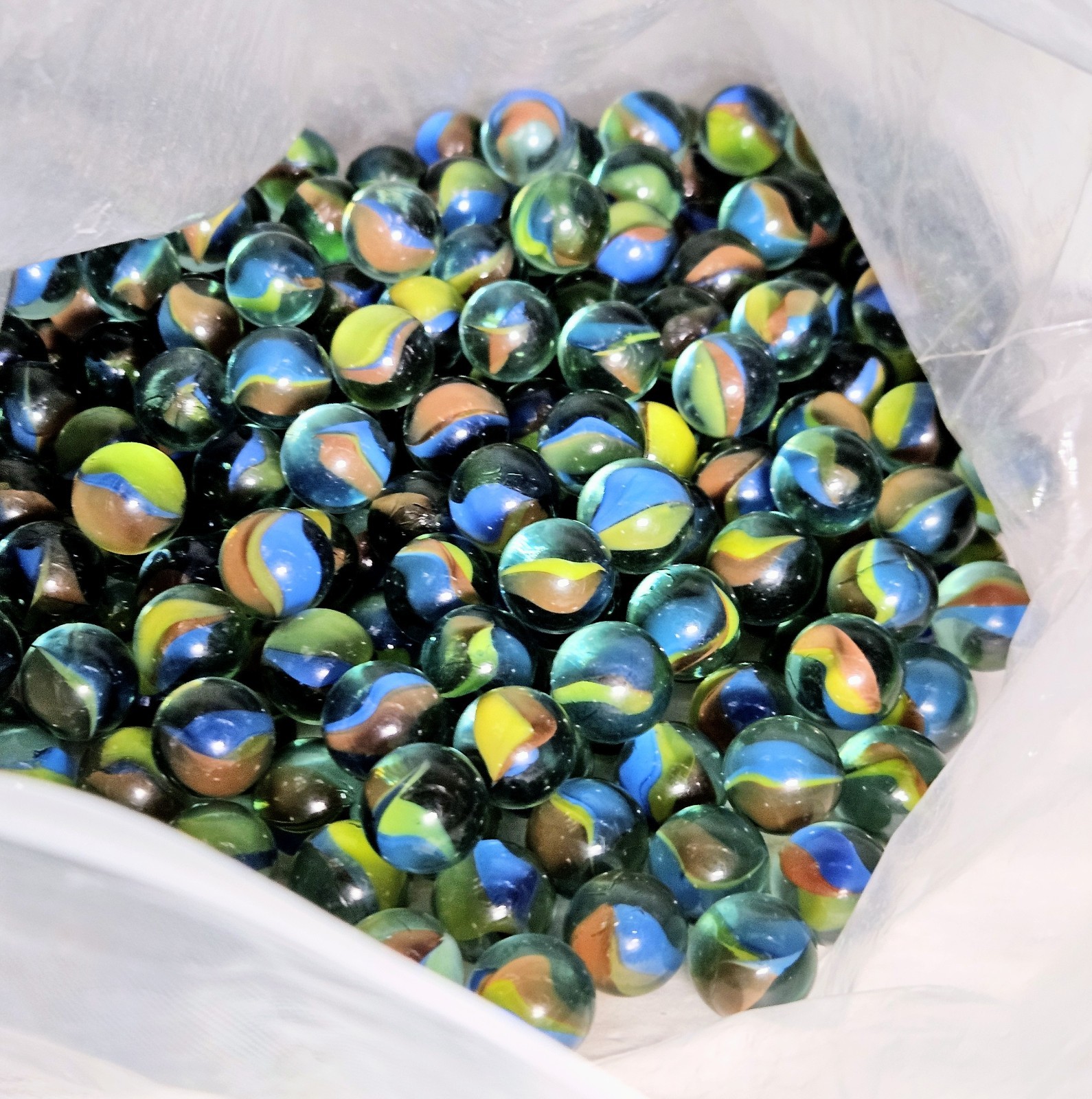 Vintage Machine made Glass Cat’s Eye Marbles Swirl of Canes 4 Pounds