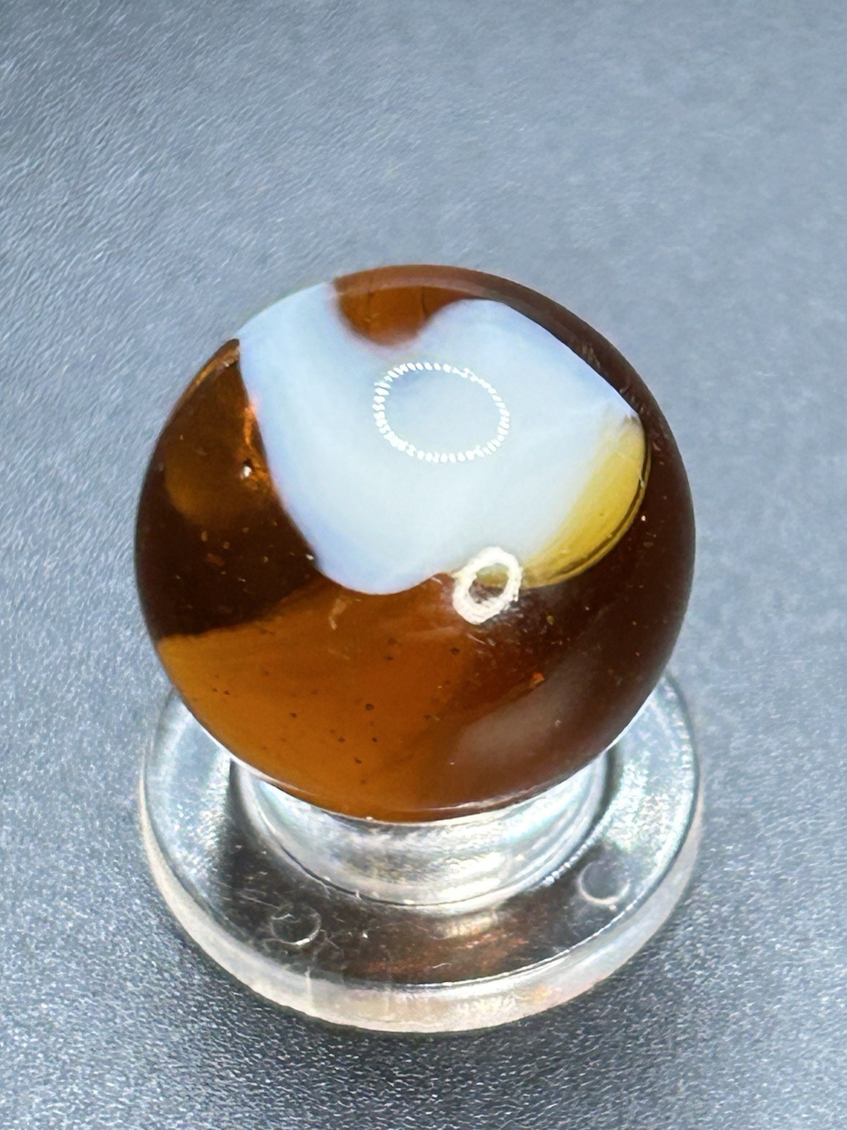 Vintage Classic Akro Agate Golden Amber Snake Spiral Marble 0.709”