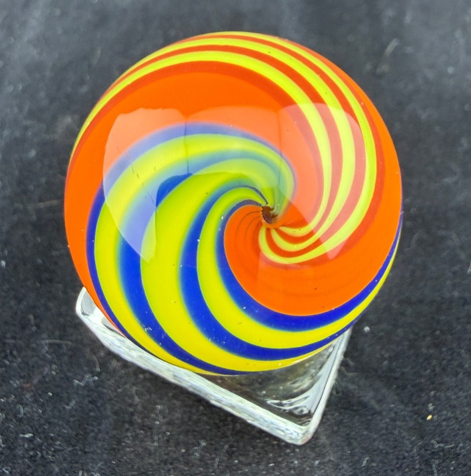 2004 STEVE DAVIS MARBLE SIGNED HANDMADE GLASS ART Huge 1.70″ Peppermint Style