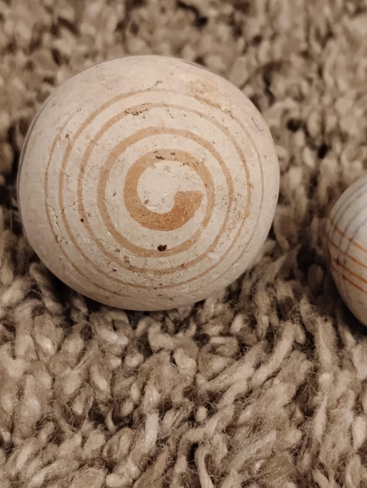 Lot of 3 Antique China Clay Marble Intersecting line Master helix swirl shooter