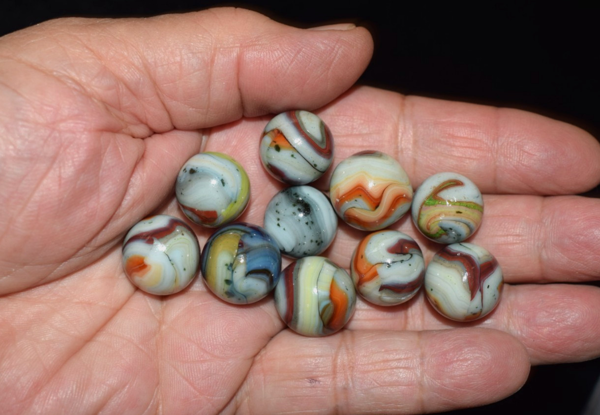 🧐👉Beautiful Lot of 10 DAS HTF Wildflowers run collector’s marbles mixed size M