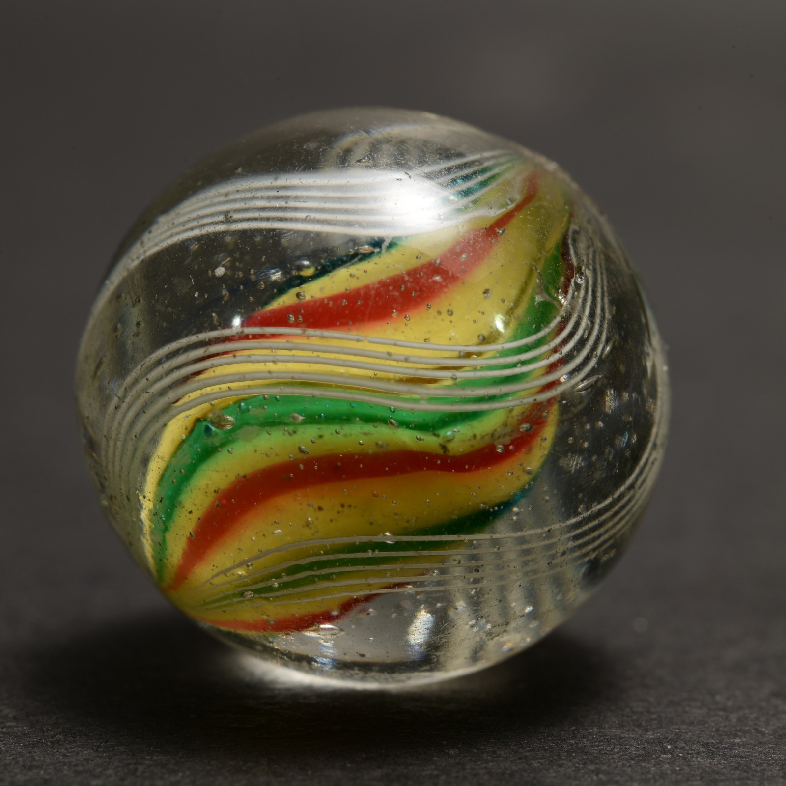 Early Solid Core German Handmade Antique Marble Custard Candy Cane 22.3mm 7/8”