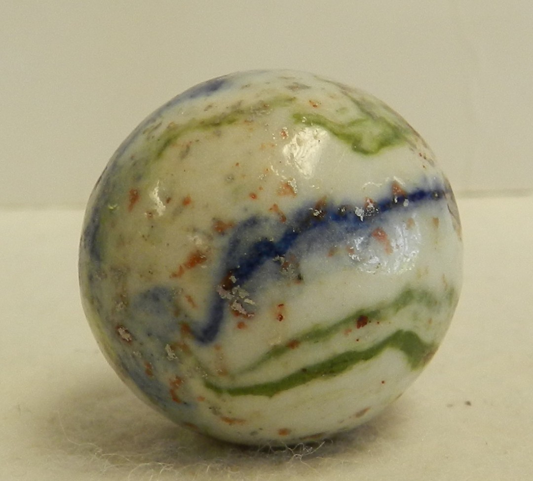 #21040m Large 1 Inch Vintage German Handmade Crockery Shooter Marble