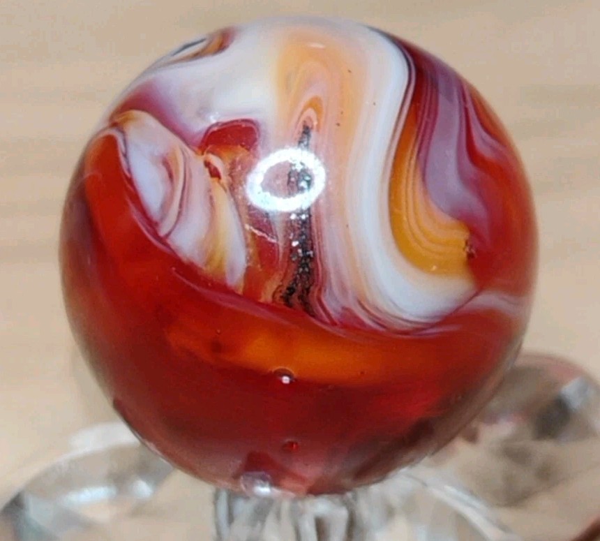 .67″ AVENTURINE💥 CHRISTENSEN/PELTIER MARBLES -ORANGE SLAG NM+ EXTREMELY RARE