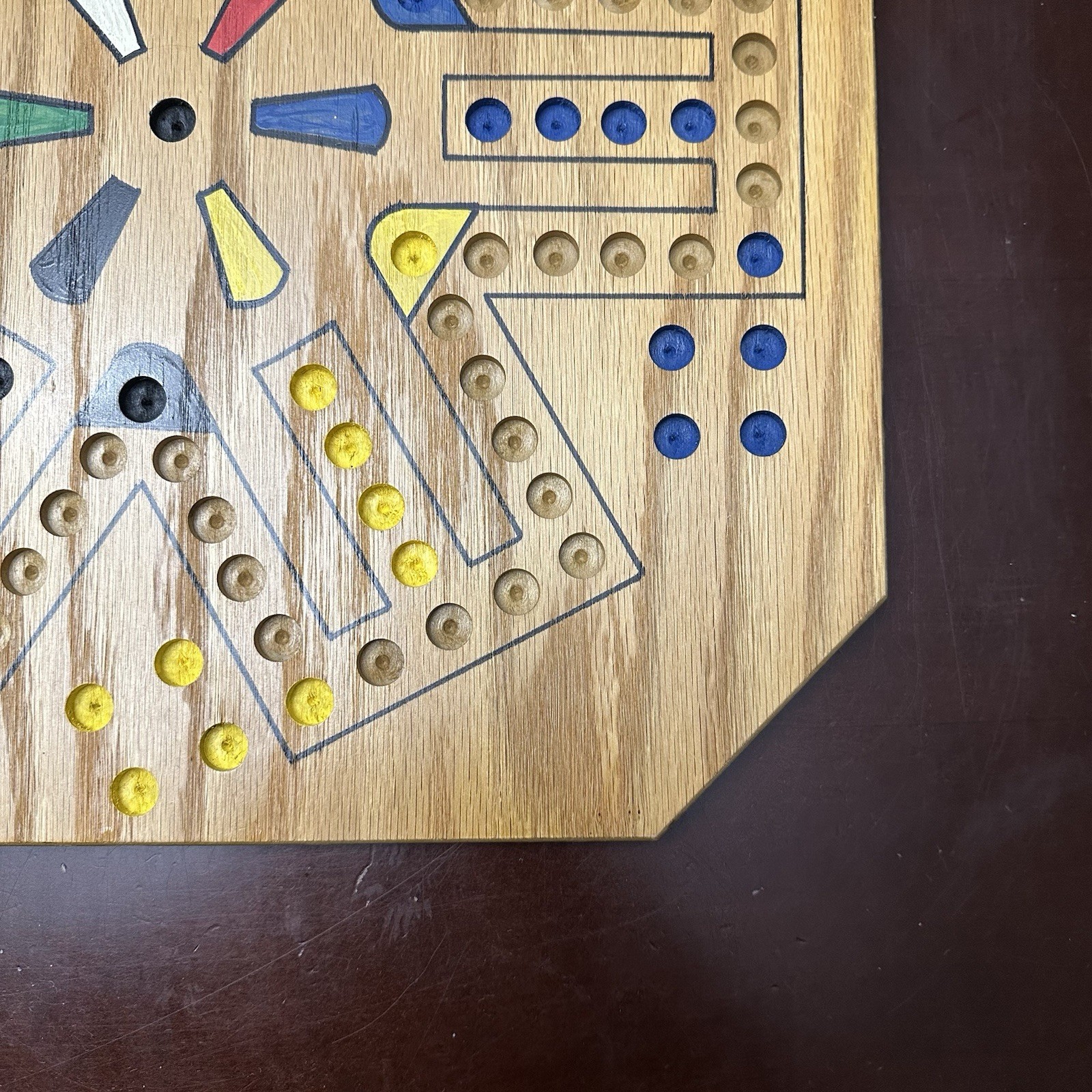 Marbles Wood Aggravation Board Game 2, 4 & 6 player Hand made Wahoo Double Sided
