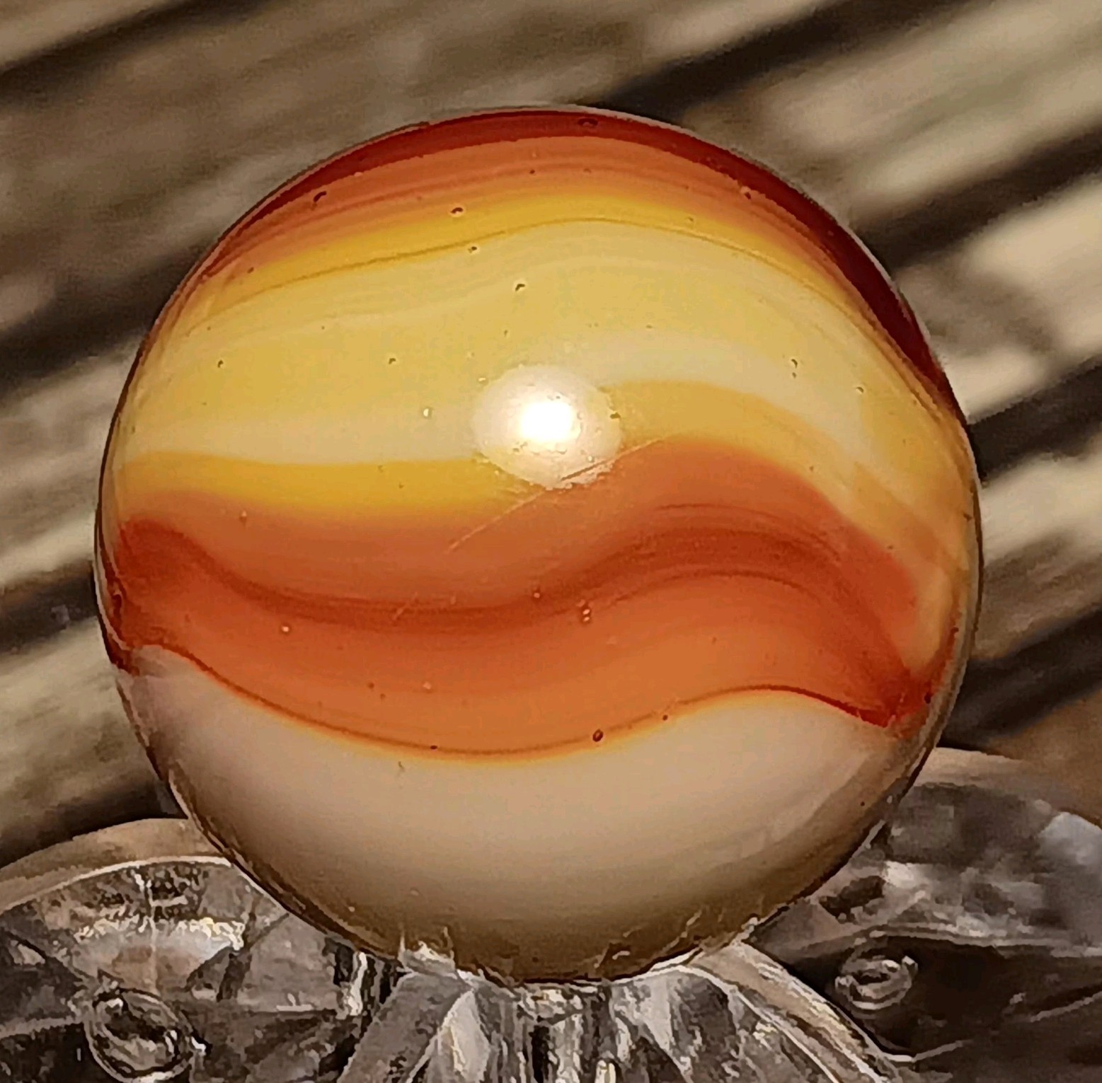 Master Marble / Master Glass Sunburst Marble. .64″ Mint. Nice Color Combo
