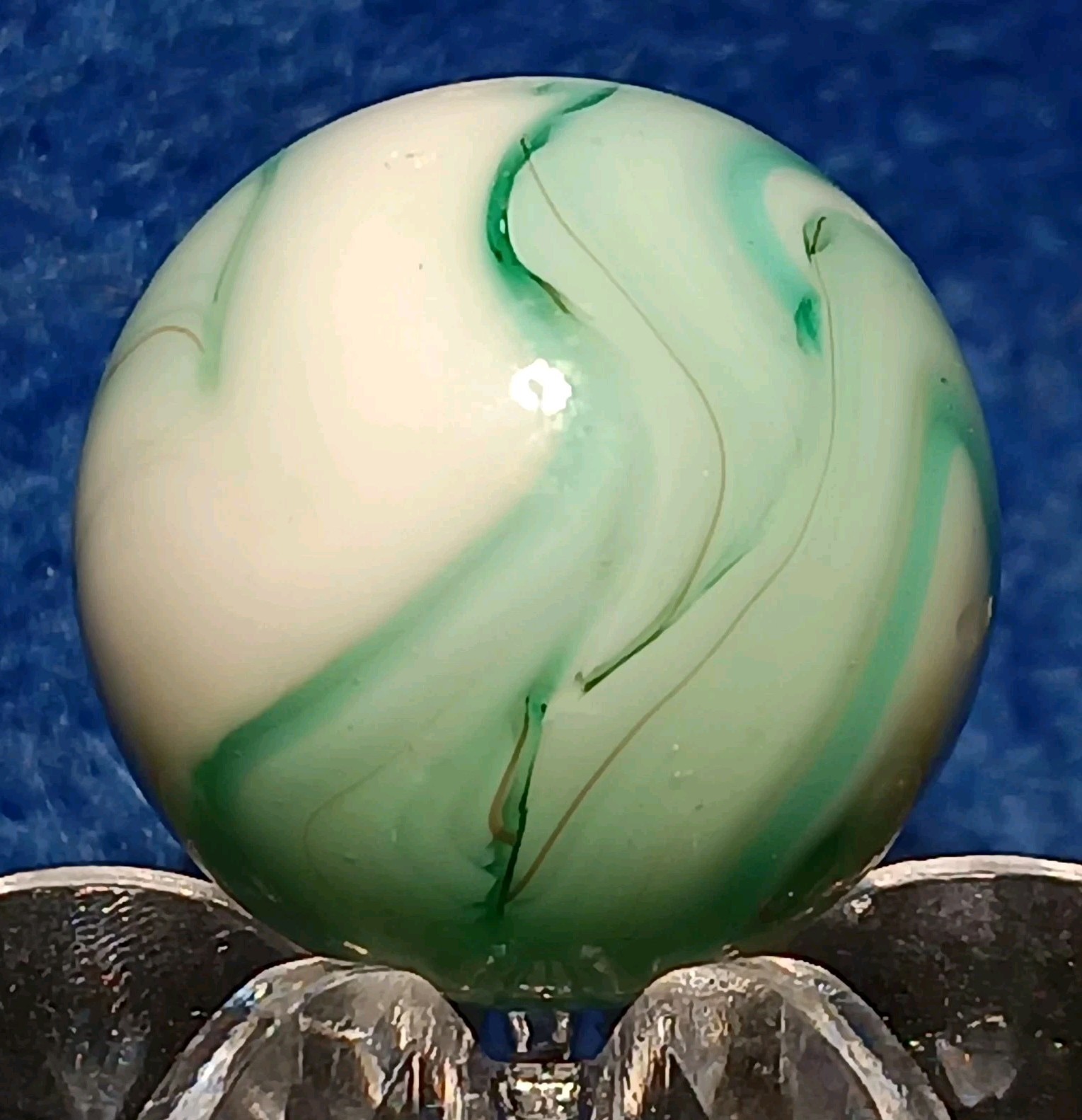 Vintage Heaton Agate “Plum Blossom” Swirl Marble. 58″ Nm. Vitrolite Oxblood.