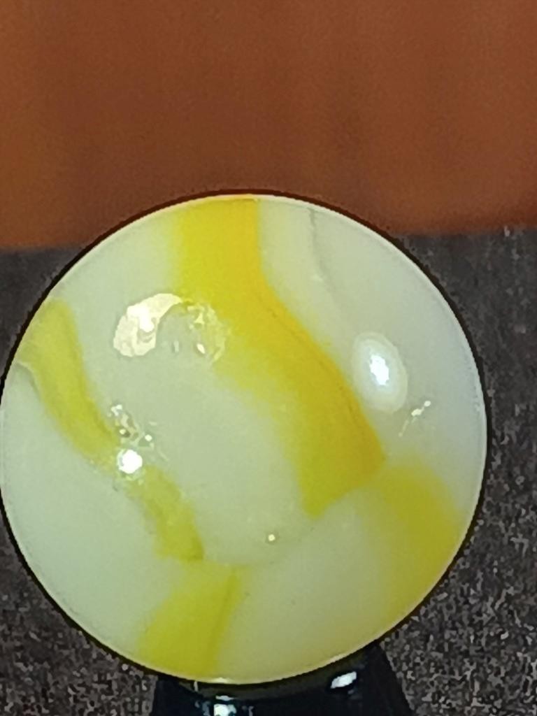 5/8″ Peltier High Noon Sun Yellow Lucent White on Clear NM Serious Marble B291
