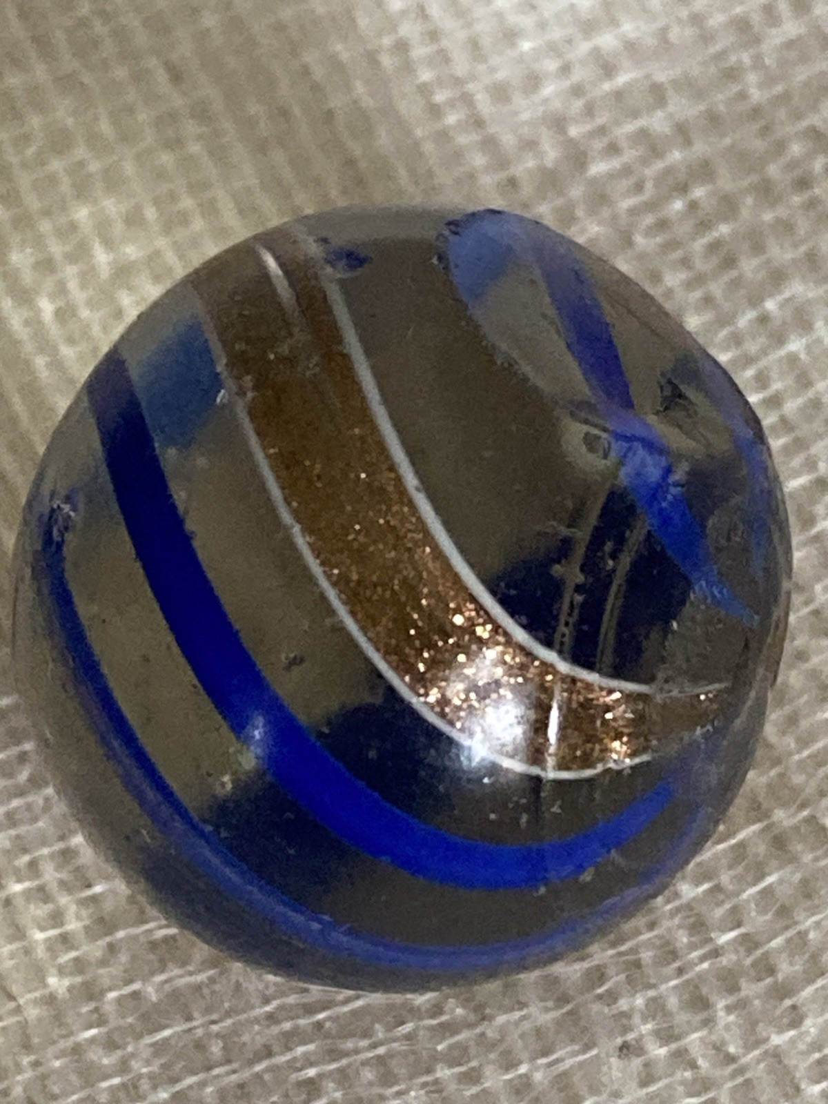 Vtg. Handmade German Banded Lutz Marble 7/8” c.1850-1920