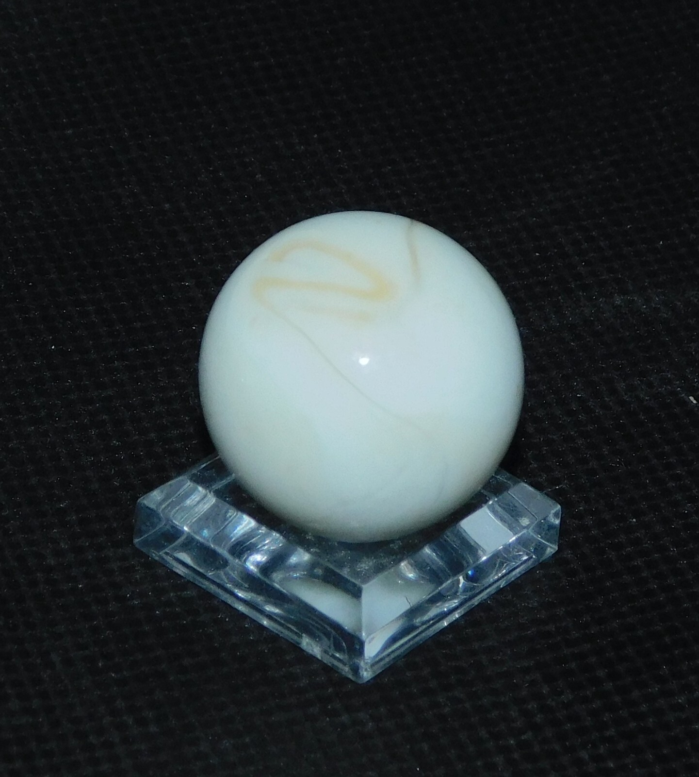 Vintage Glass Marble Large Pearlescent Cream Yellow Swirl Shooter 0.94″ #0-129