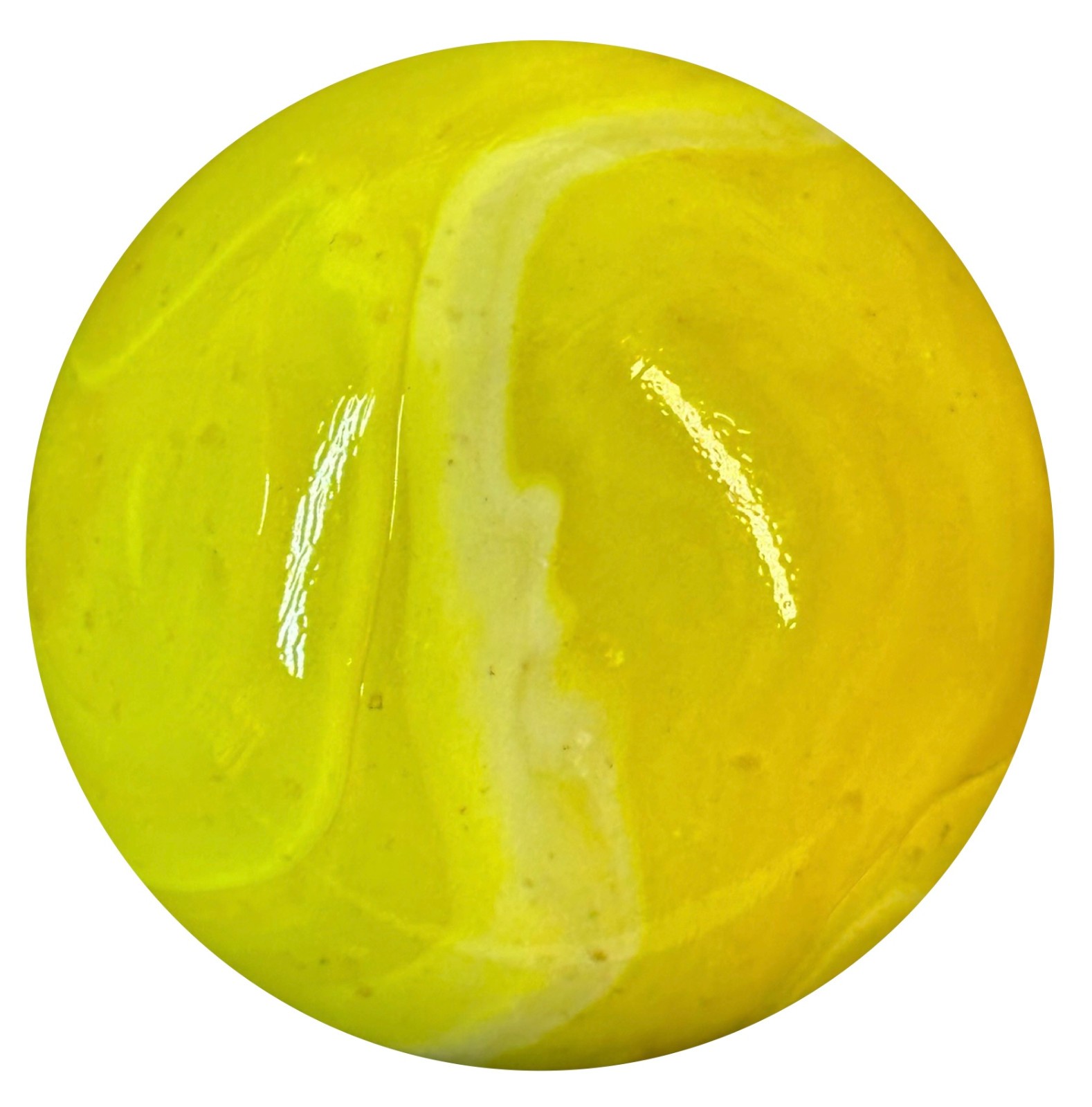 Toe Breaker 50mm (2″) LEMON SORBET Yellow Swirl Marbles glass Toebreaker HUGE