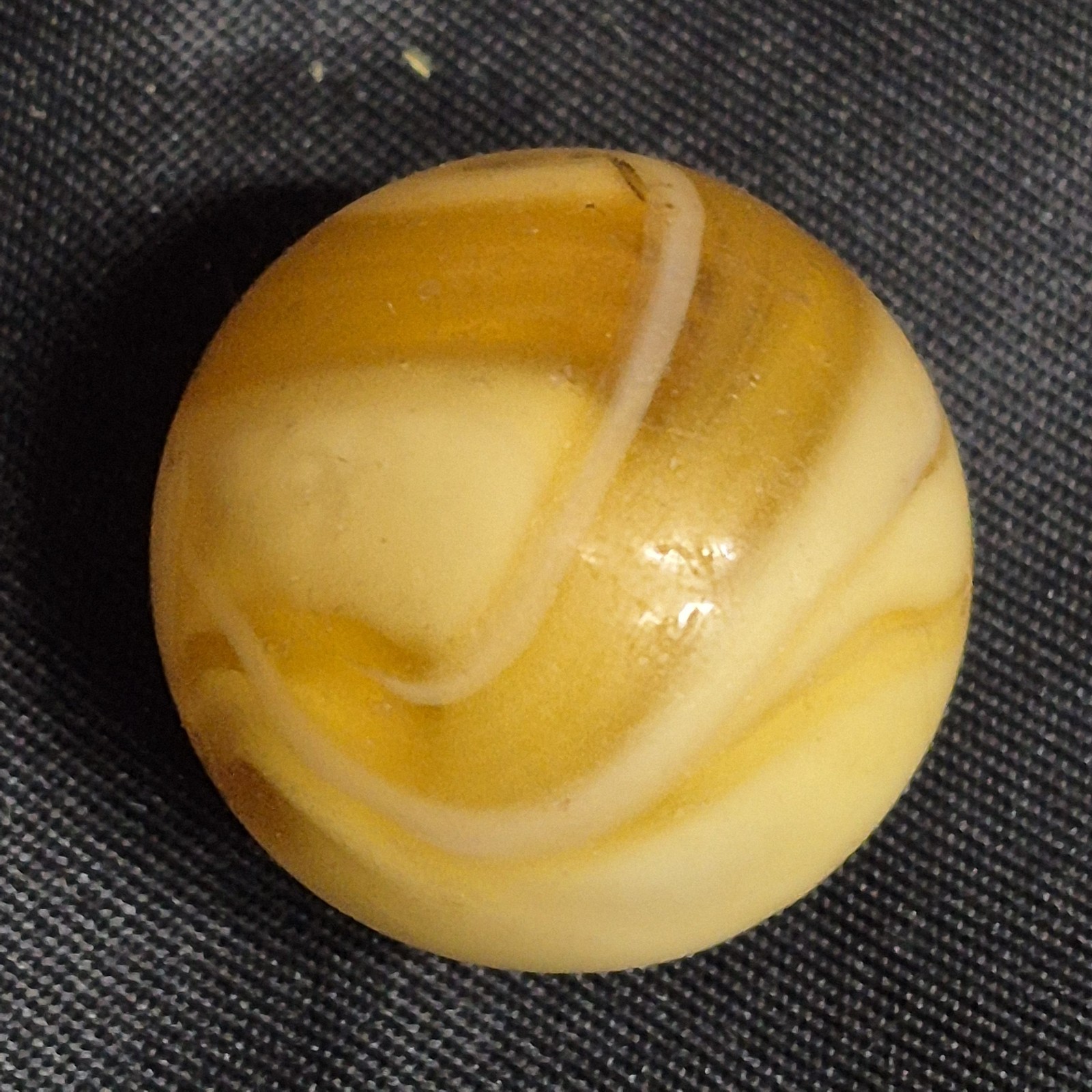 Vintage Amber White Slag Swirl Glass Marble 0.78″ Shooter Akro Agate Alley CAC