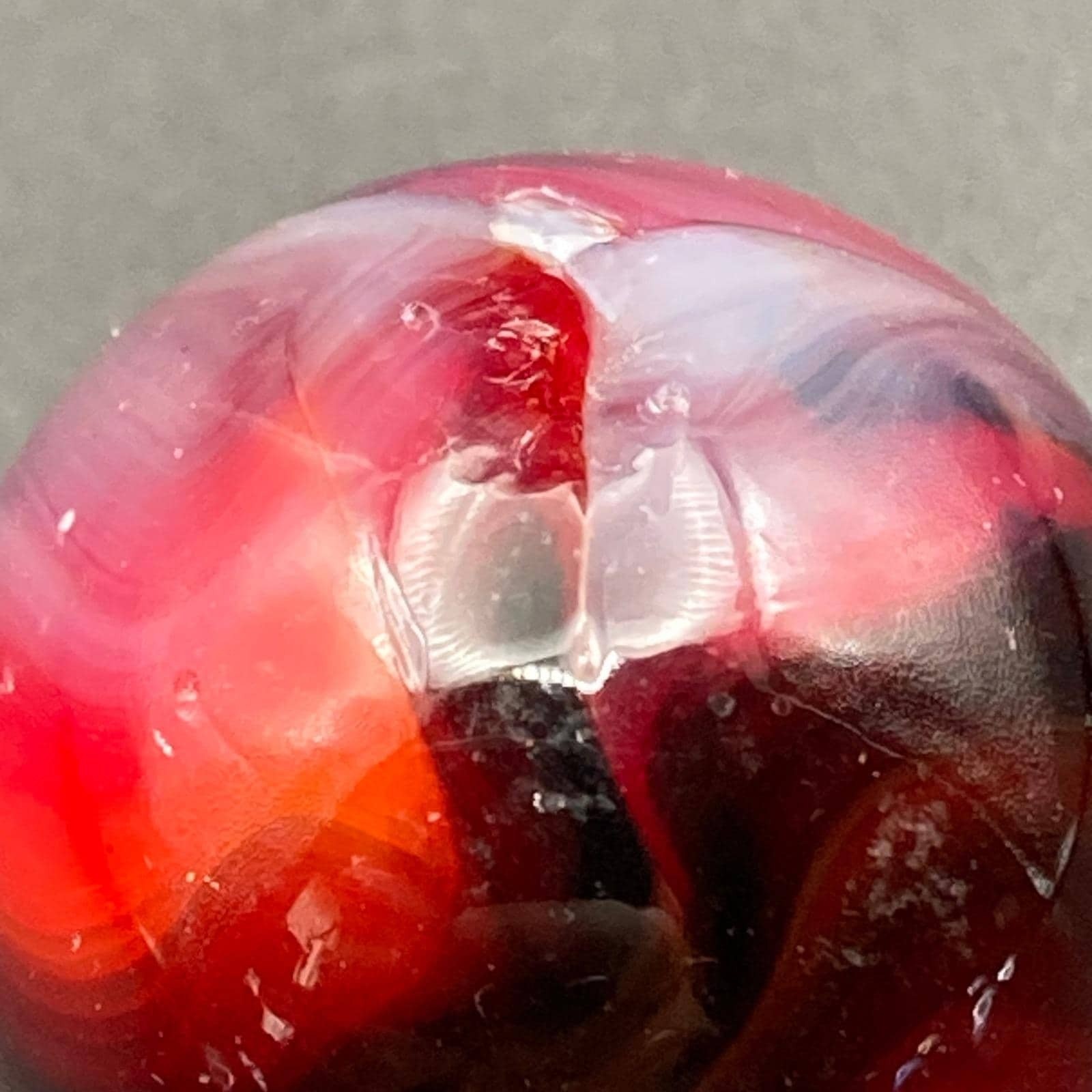 Vintage Glass Marbles / 25 Iridescent Red Orange Cadmium / Small / Glows / No 24
