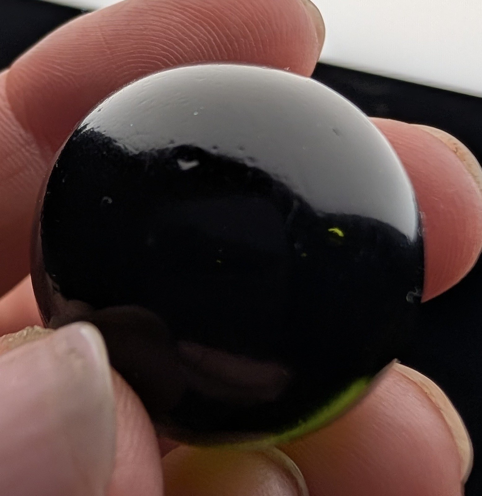 GRAIL 1.01″ German Cadmium Green Marble DAYLIGHT glow PONTIL Handmade Rare