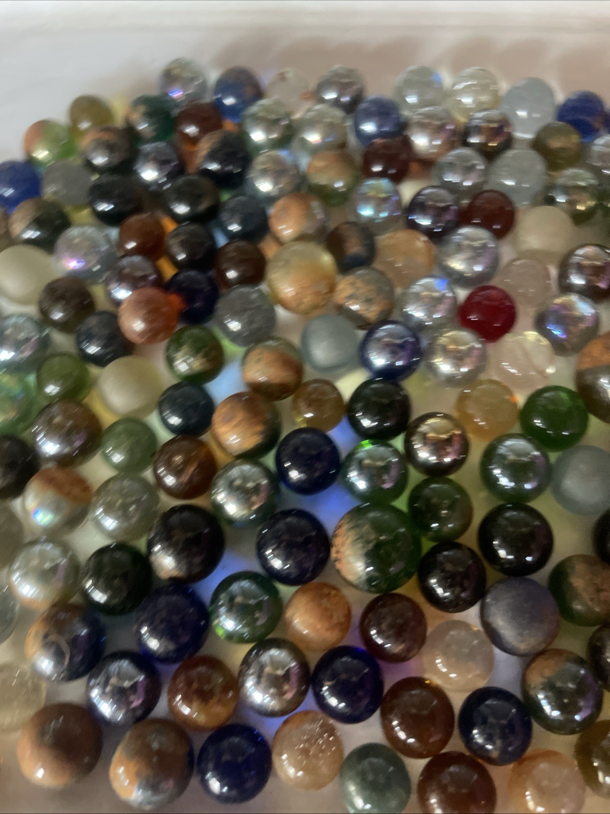 Lot Of 190 Vintage “Clearies” Transparent Colored Glass Marbles-Assorted Sizes