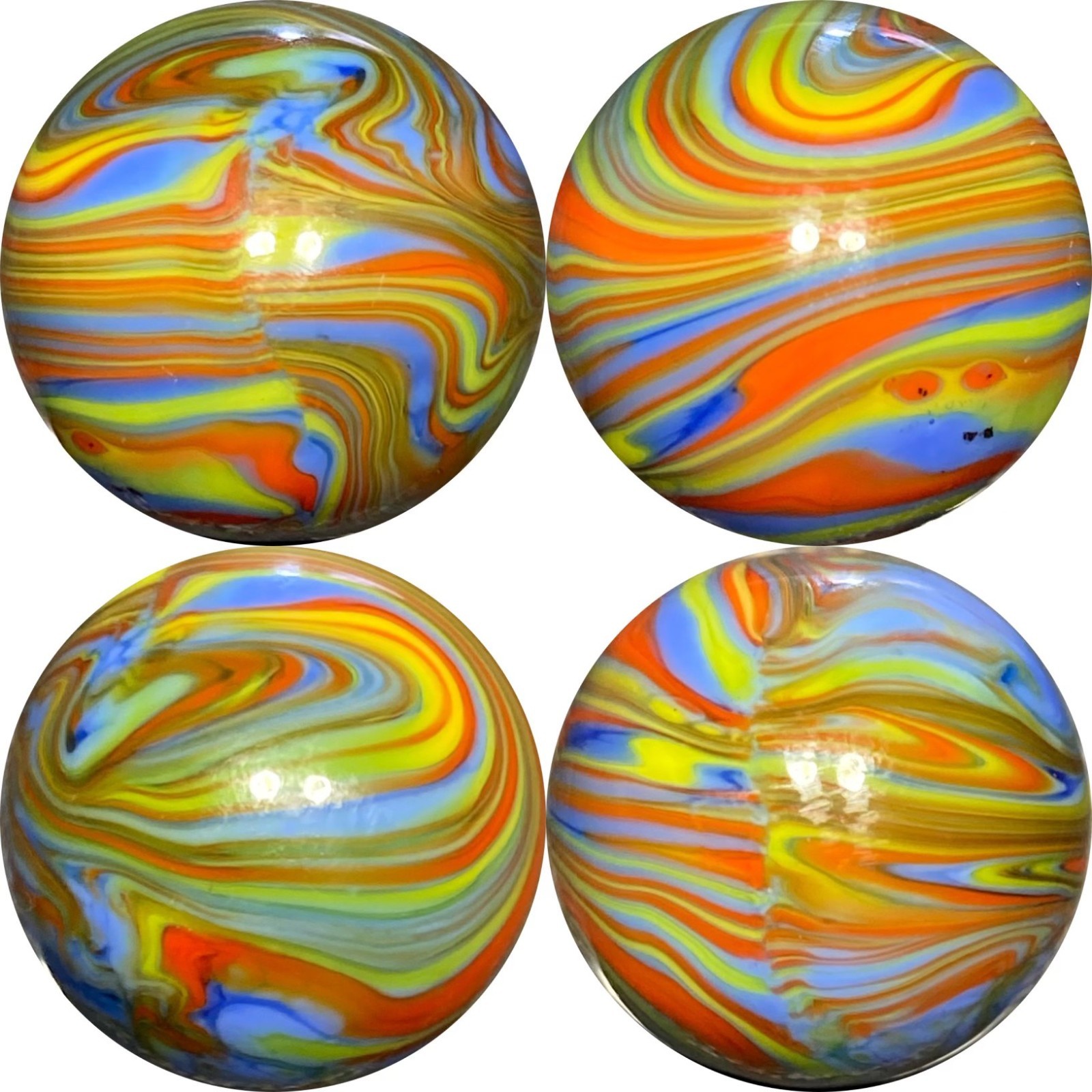 (one) SCHMIDT GLASS “STRIPED OPAQUE” MARBLE, Christensen style modern glass.