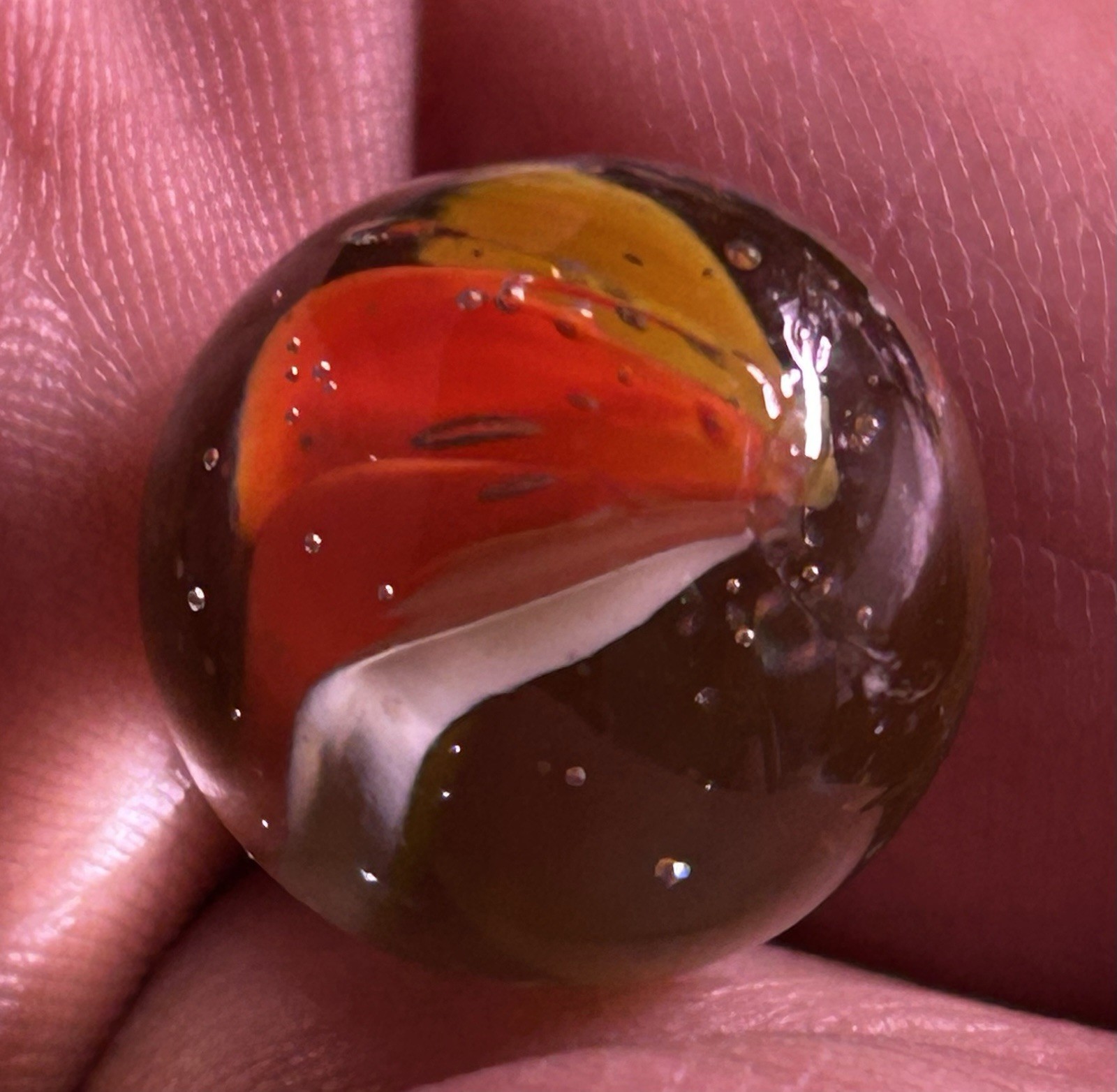 Vintage Vitro Agate 0.62″ Six Vein Cats Eye Marble Tri Color Near Mint!