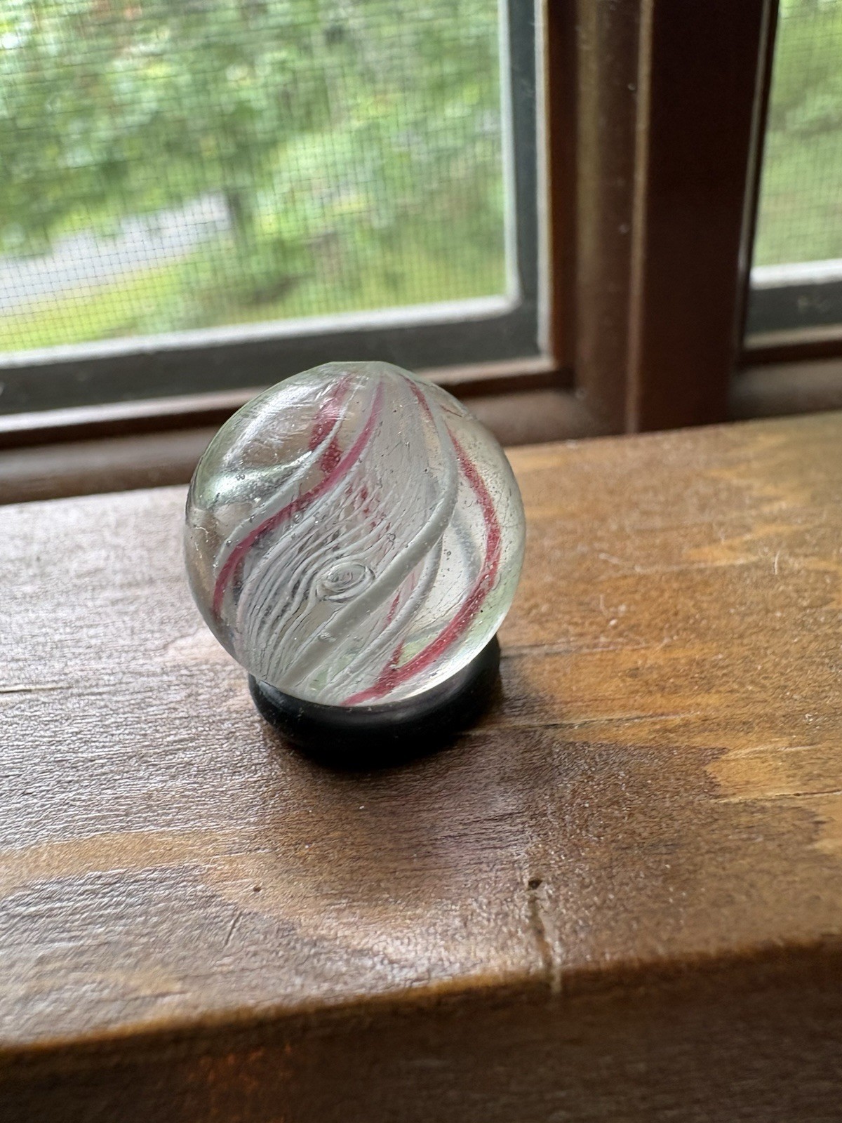 Vintage Marble Lot Swirl Shooter Ribbon Core Red White Orange Glass Marbles 3