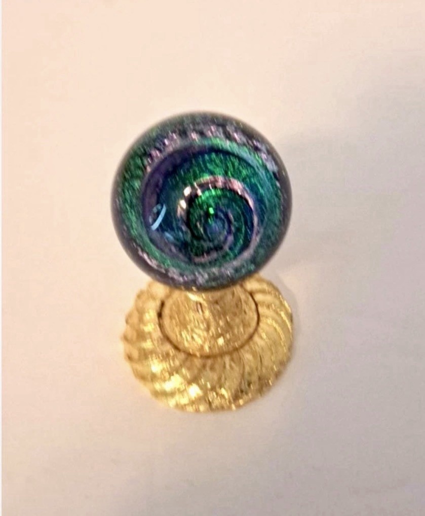 Mazet Studio’s Art Glass Dichroic Vortex Marble 1.6″