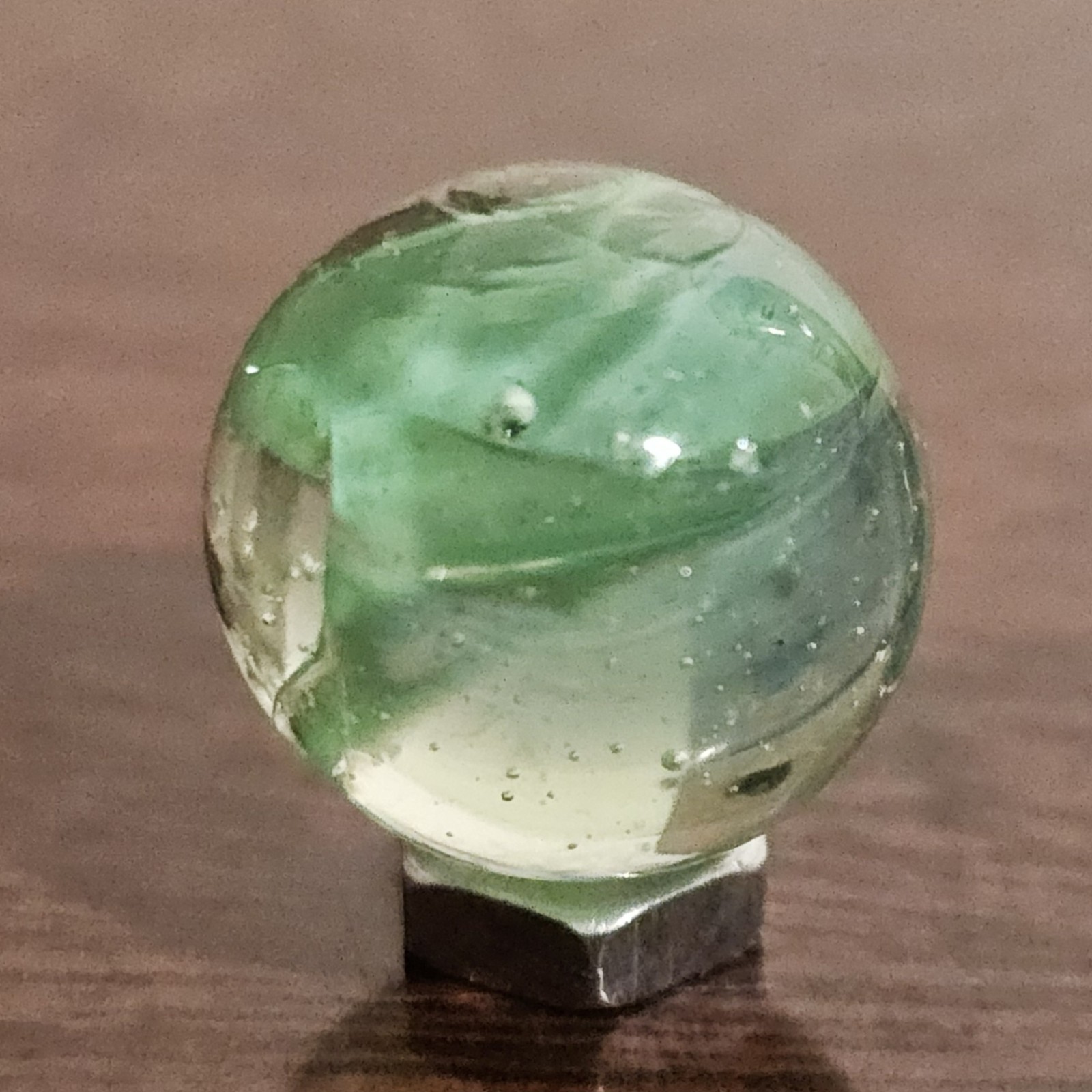 Vintage CE Bogard Mint Green Floppy 4-Lobe Cats Eye .625″ Glass Marble