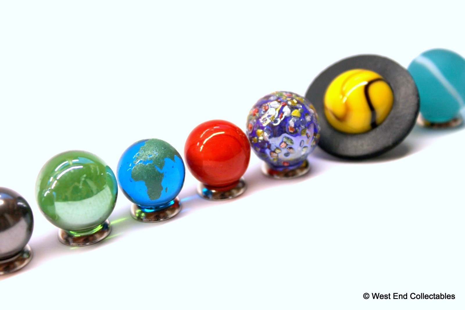 Collectors Mini Solar System Display Marbles Set – 14-22mm Globe Planet Glass