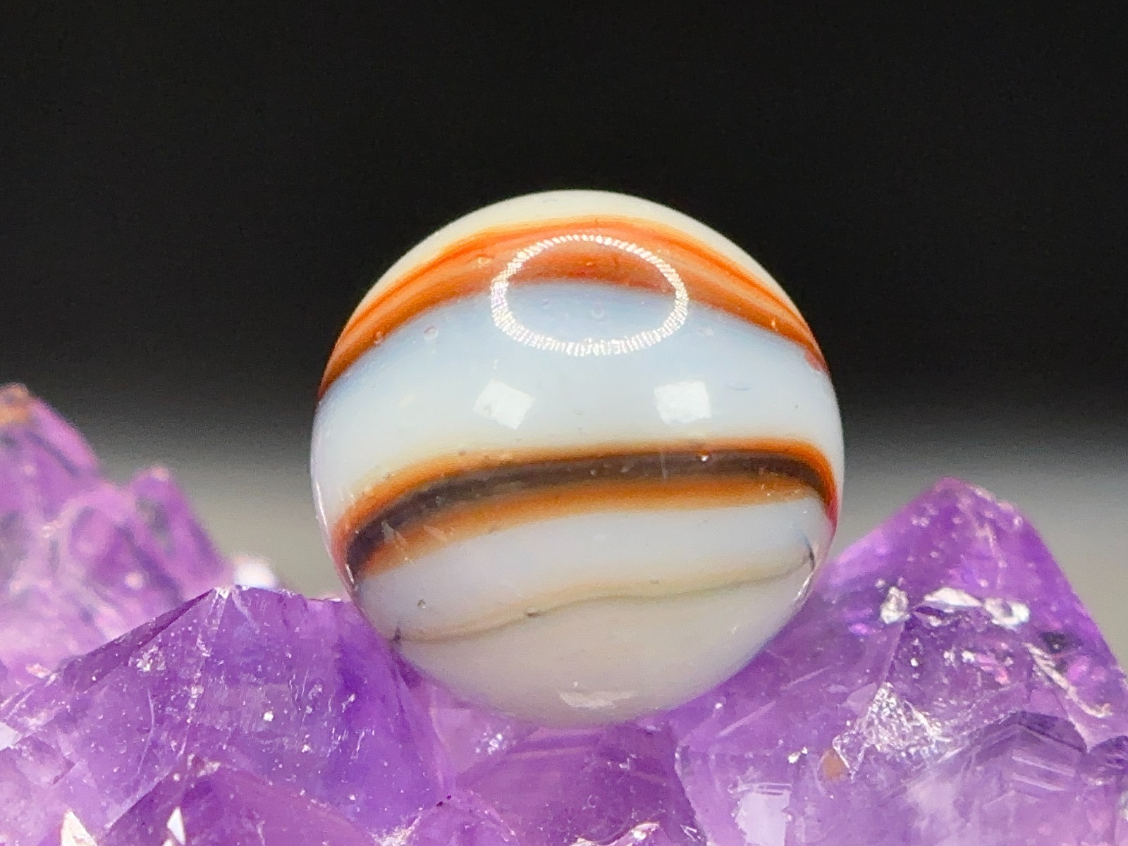 EPIC Vintage Peltier Glass Rainbo Blended Marble – UNUSUAL COLORS – .64″ Mint-