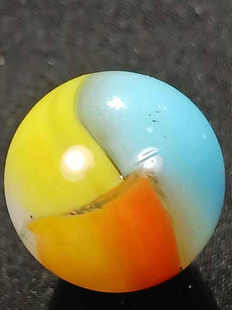 Vitro Agate .55″ Robin Egg Blue Orange Yellow Tiger Eye NM Serious Marble A160