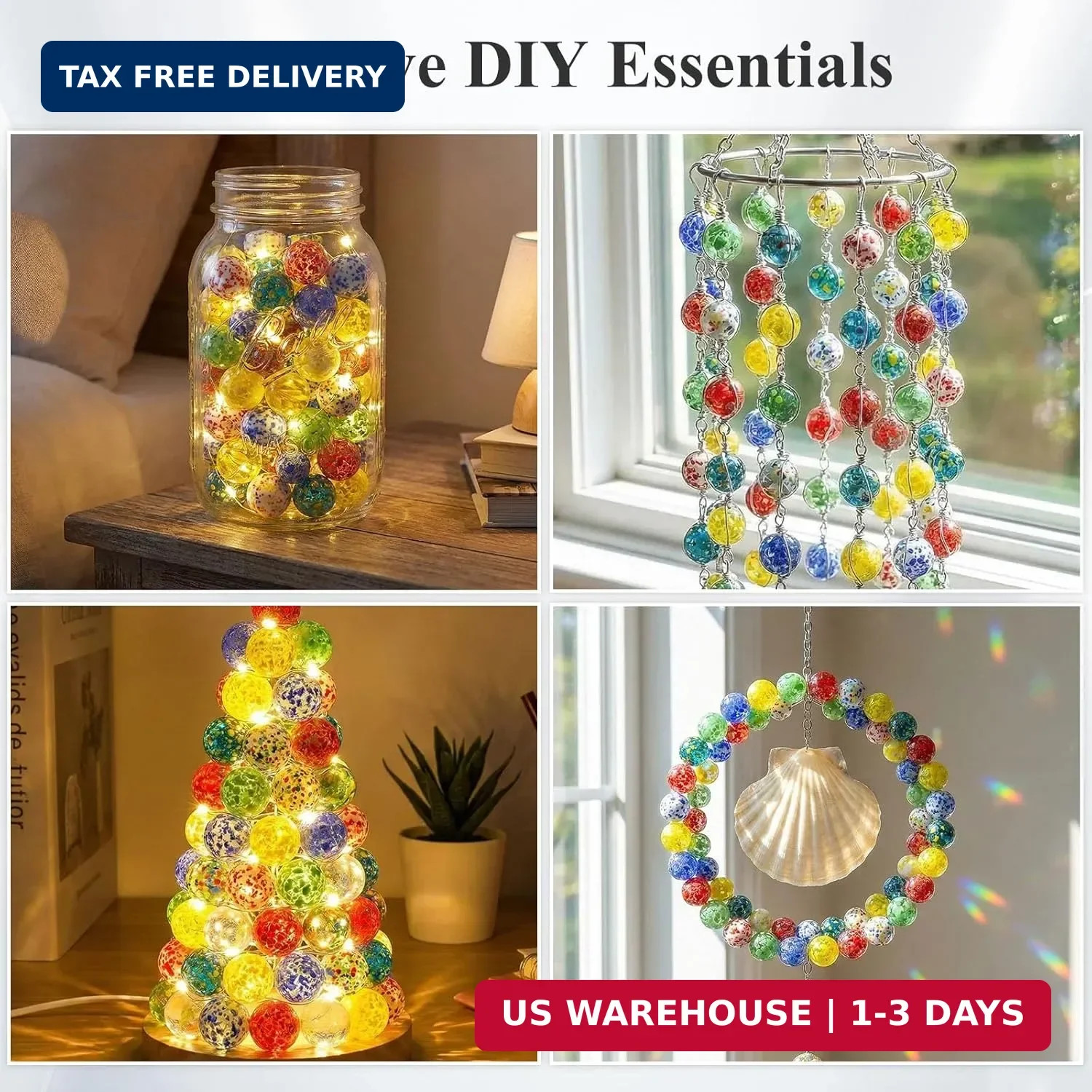 LovesTown 60PCS Glass Marbles, Assorted Colors Marble for Vase Fillers Fish Tank