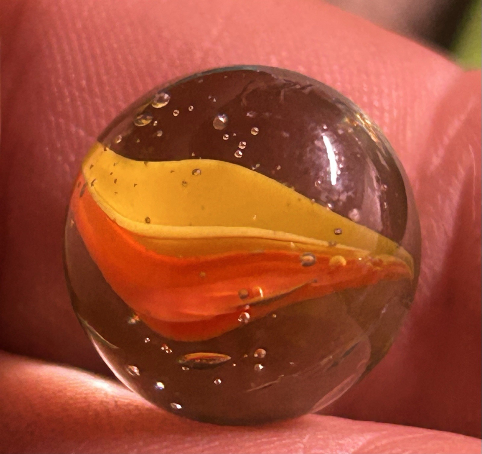 Vintage Vitro Agate 0.62″ Six Vein Cats Eye Marble Tri Color Near Mint!