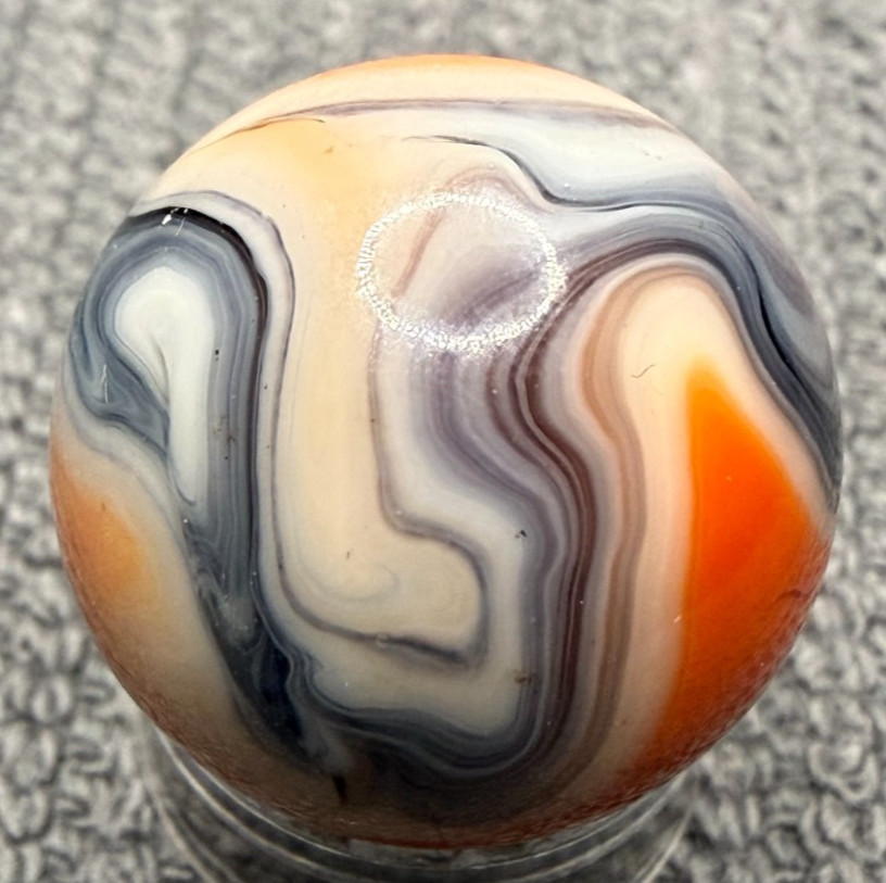 JABO / DAS .71″ Mint MARLEY RUN Orange Blue White Swirl Marble (276)