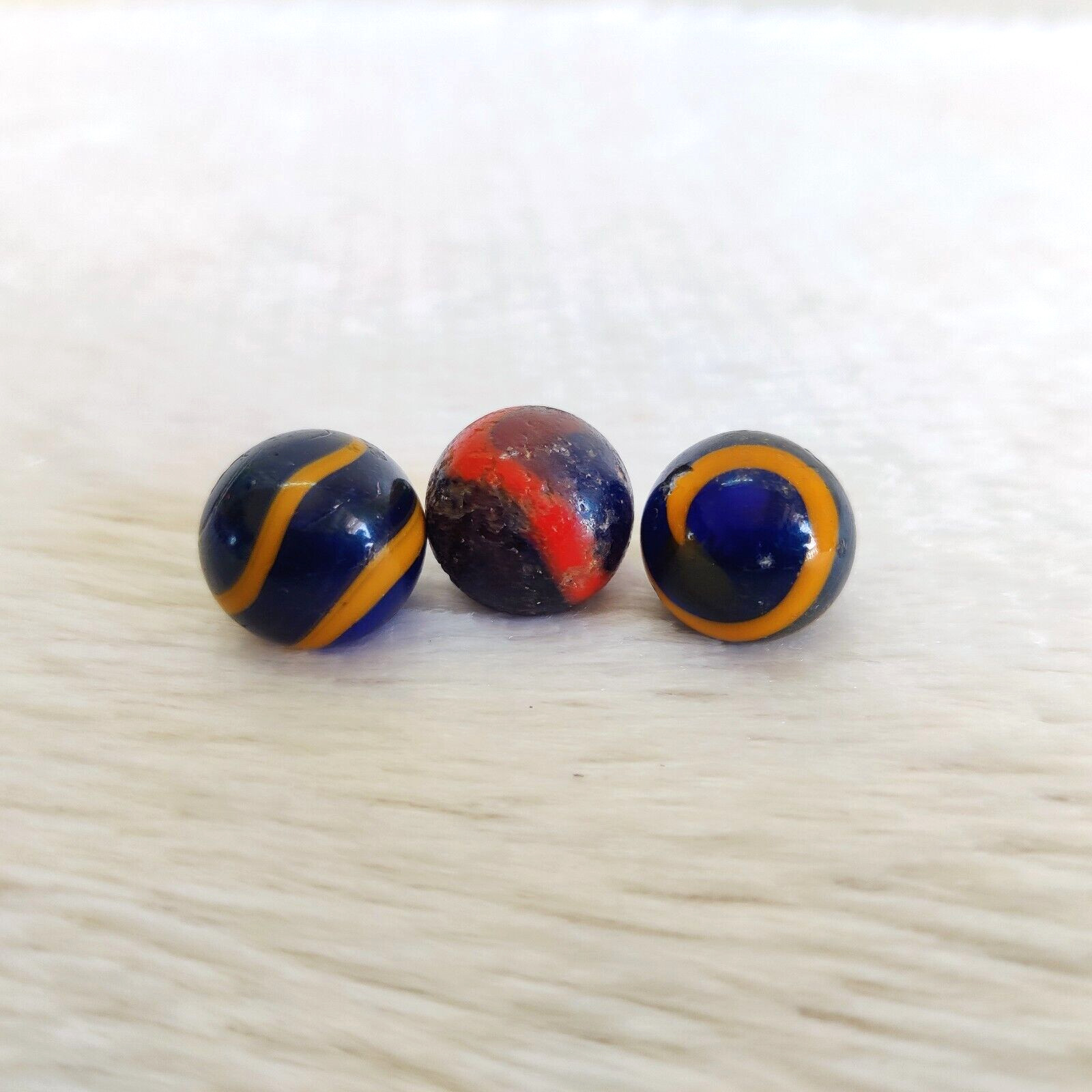 Vintage Old Swirl Glass Marble 3 Pcs Decorative Collectibles G142