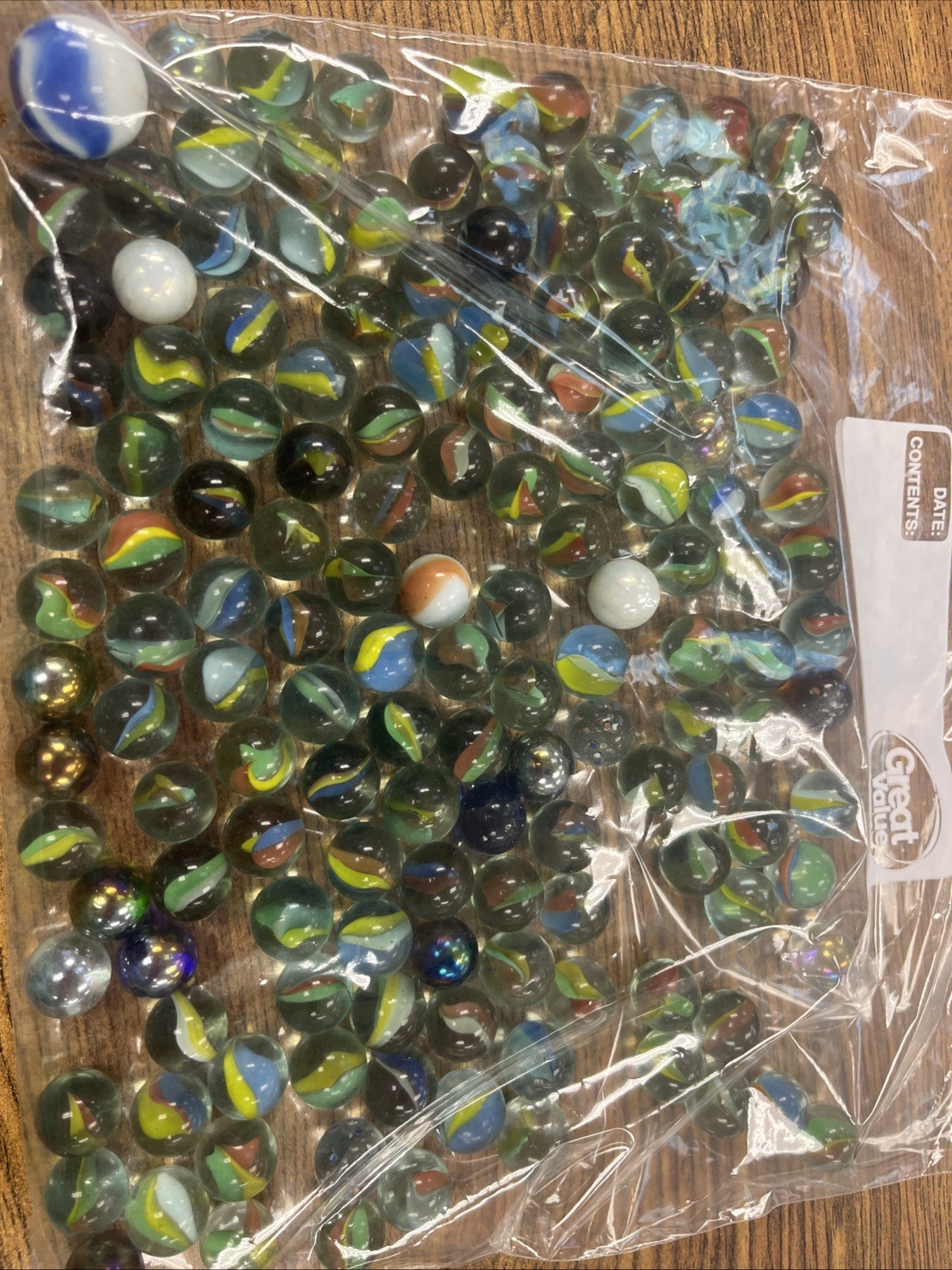140 Cats Eye Glass Marble Lot With 1 Shooter Marble Assortment