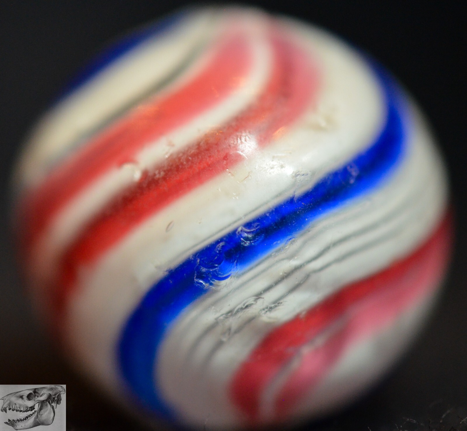 Handmade Peppermint Swirl Marble, 11/16 in, Near Mint-, Germany 1860-1920, S1030
