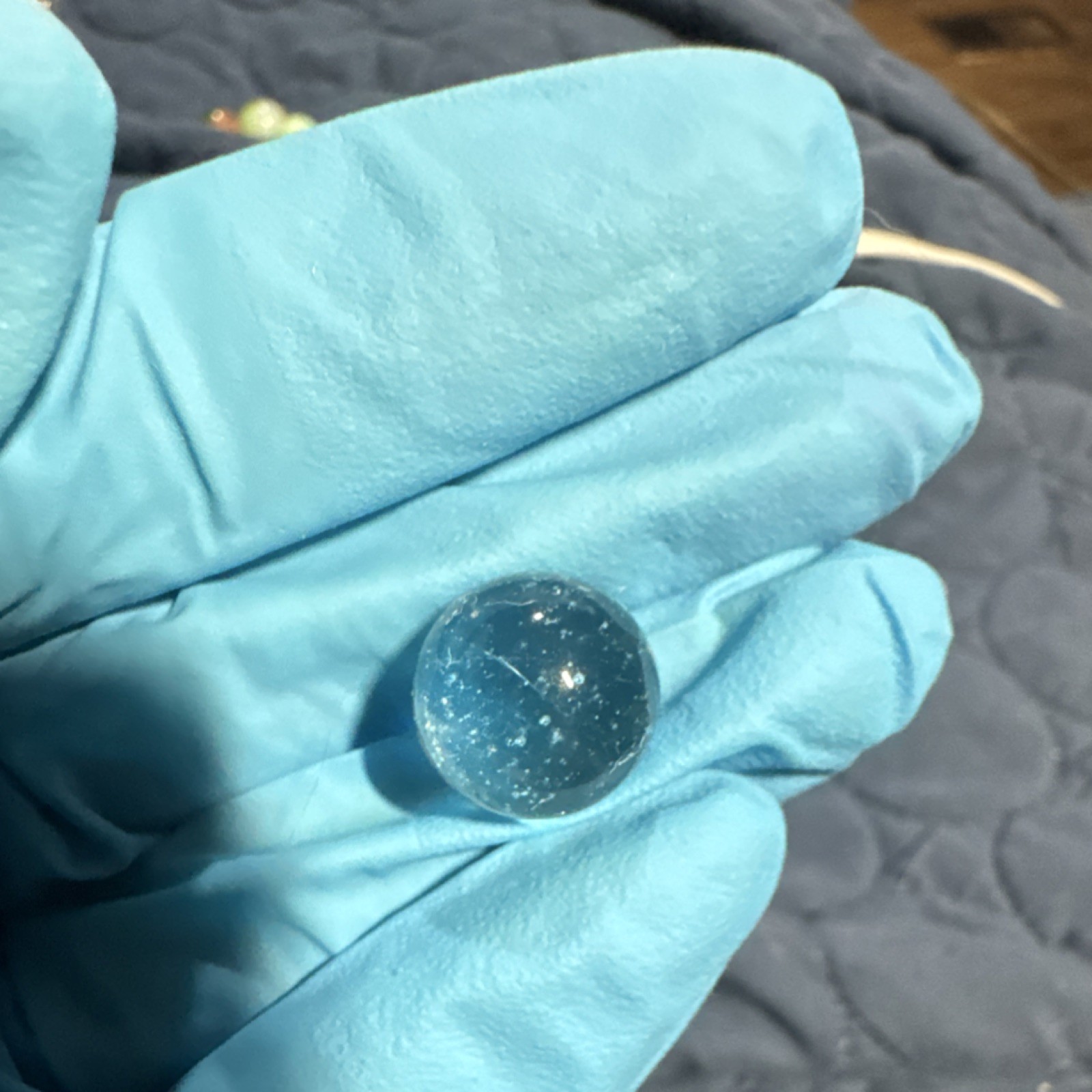 Blue Glass Machine Made Toy Marble with Bubbles Ages 4-7, 8-11 Years