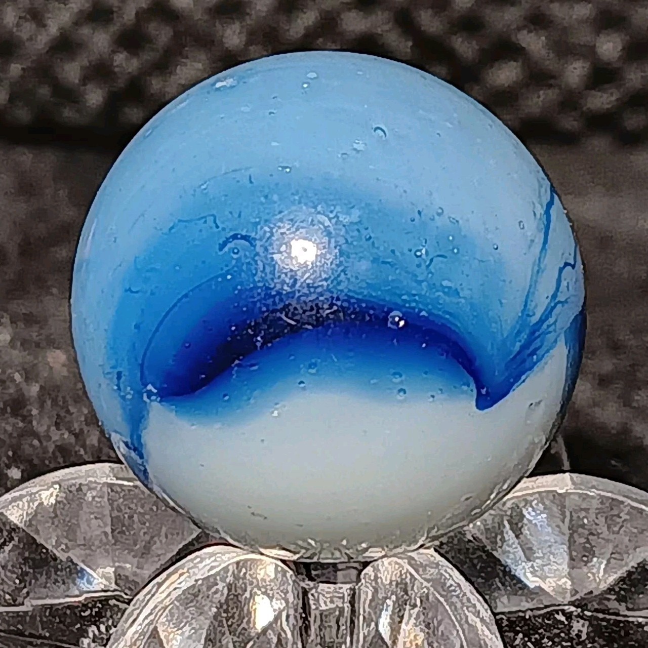 Kokomo Opalescent Glass Rainbo Marble. .61″ Nm. HTF Example