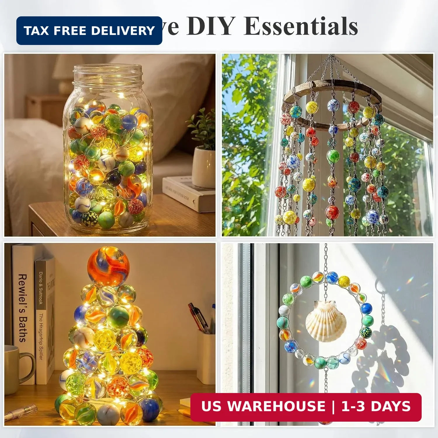 Shindel 125PCS Glass Marbles Bulk, Assorted Sizes Colorful Marbles – Great Gift
