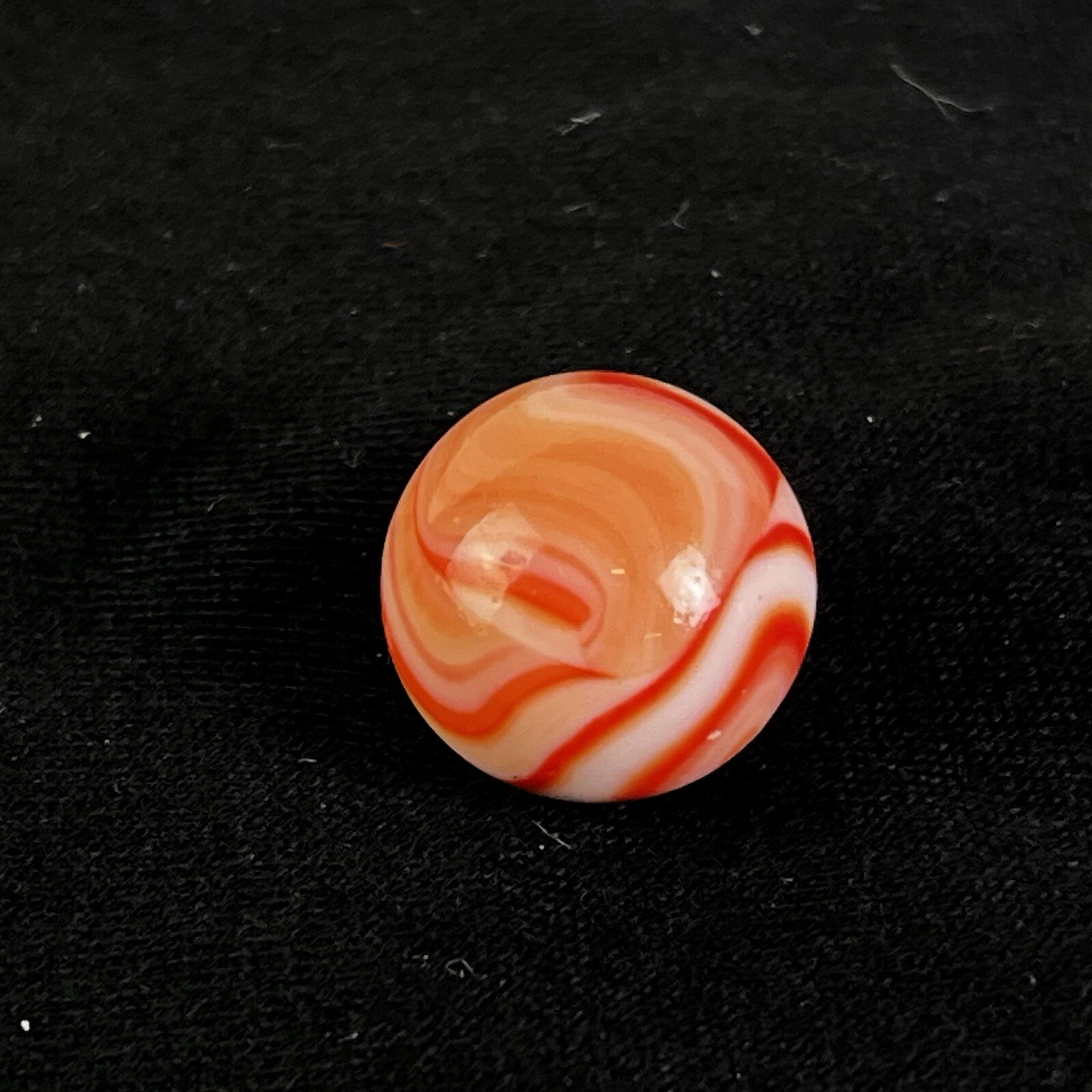 Rare Akro Agate Peltier Art Swirl Glass Marble .64” White Orange