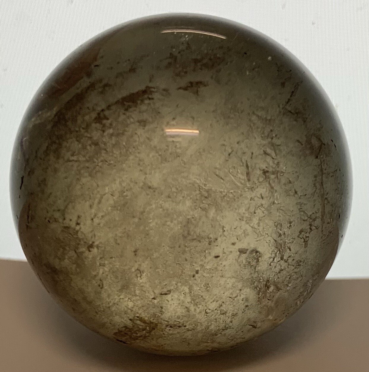 Big 1 1/2″ Marble translucent cloudy spider web lines tiny speck vintage glass