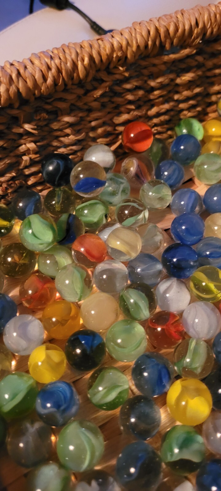 Large Lot of Vintage Marbles Clear with Colorful Insides Light Dark Decorative
