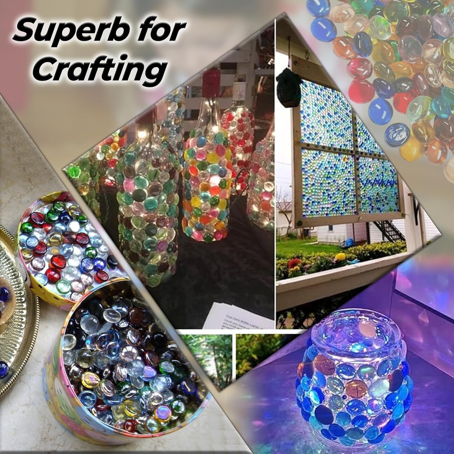 Sparkling Glass Beads 2LB Bag – Vase Filler & Mancala Stones