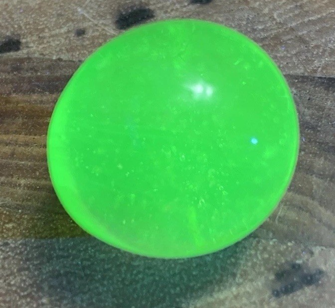 ART GLASS 1” MARBLE VASELINE URANIUM BLACKLIGHT BOUDLER-NEON GREEN