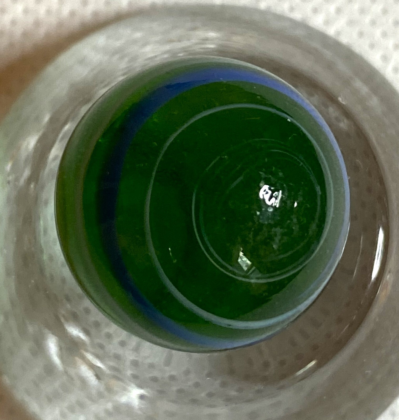 CHINESE CLEAR GREEN GLASS NOS VINTAGE 0.81 HANDMADE PONTIL SPIRAL NM/MT +- MD17