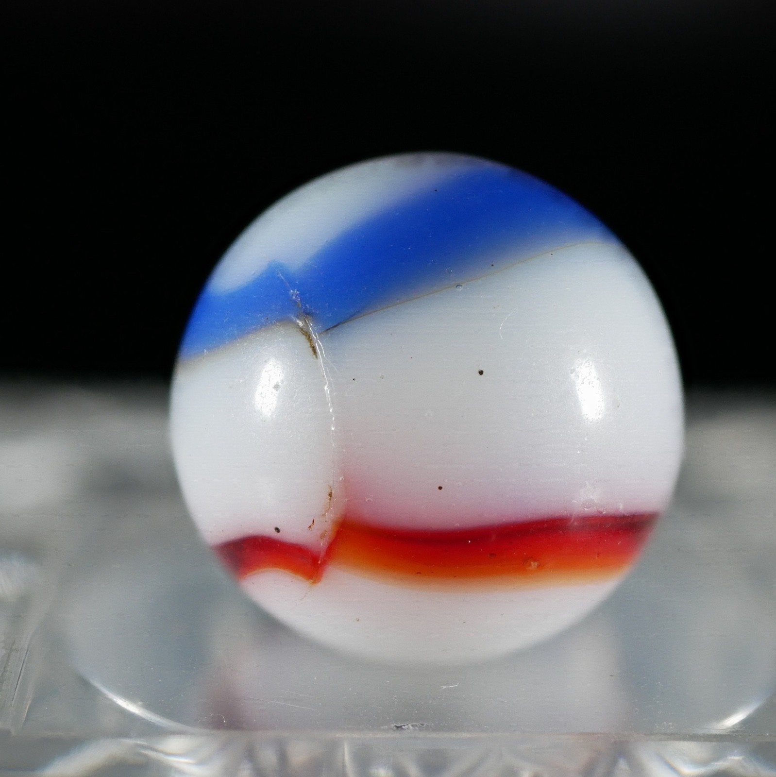 Peltier Rainbo RWB Red White Blue Patriotic Non-Flip-Flop Marble 9/16″ NM