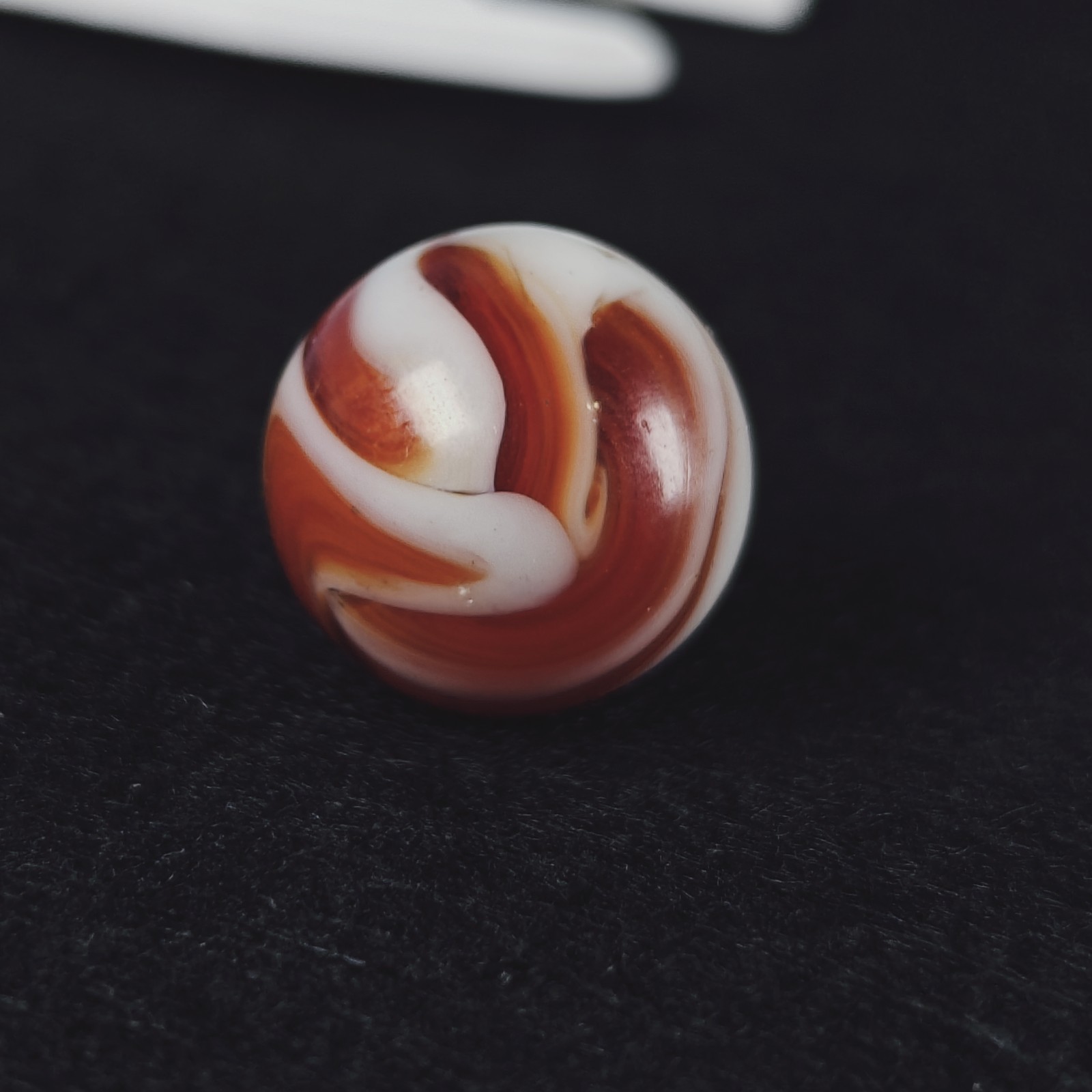 Vintage Marble – 5/8″ White Red West Virginia Swirl Alley