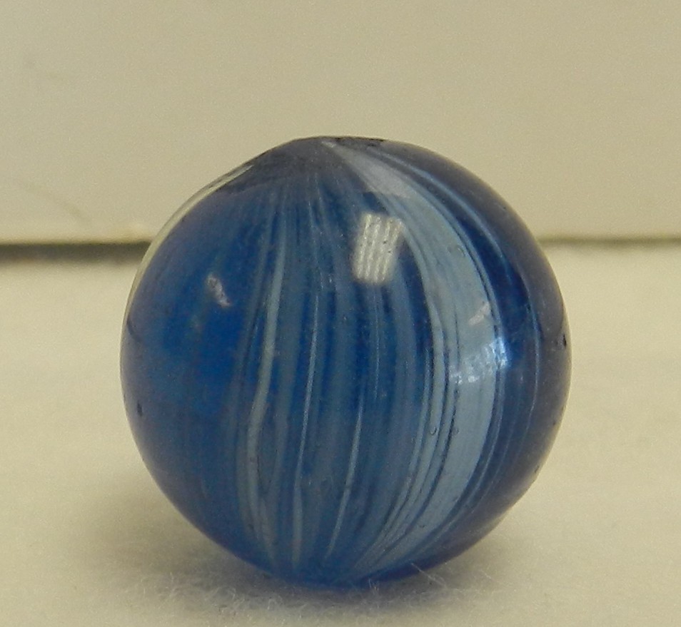 #20425m Vintage Blue Glass German Handmade Marble .74 Inches NM+