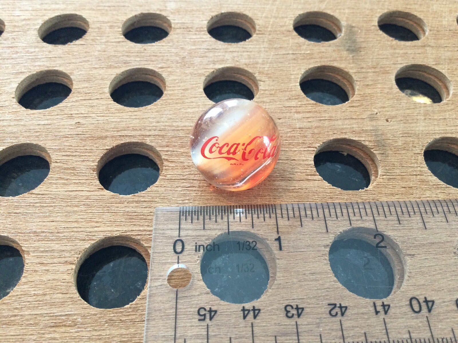 Vintage | Coca-Cola | Orange & White Swirl | Glass Marble | 1991