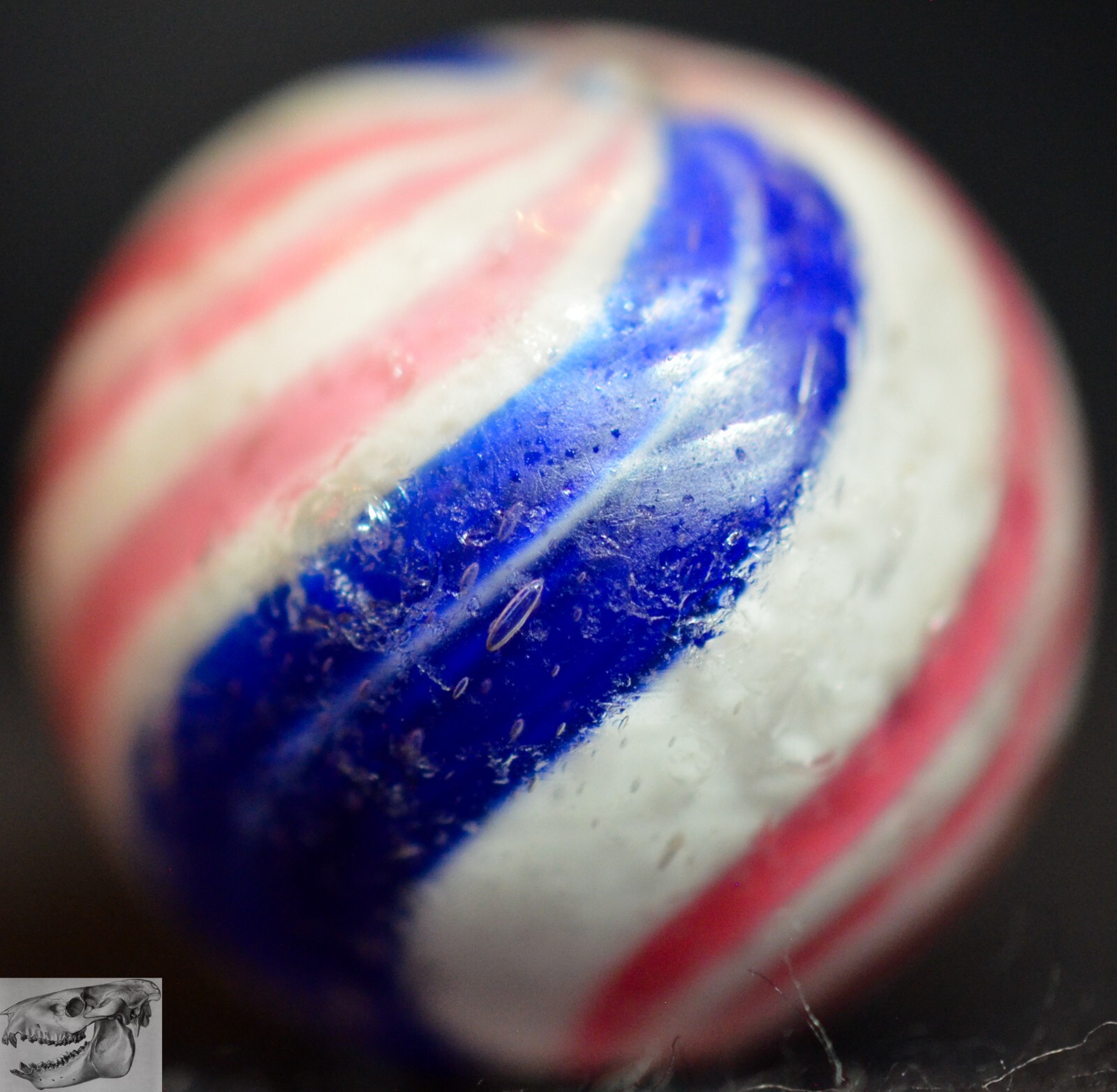 Handmade Peppermint Swirl Marble, 3/4 in, Good, Germany, 1860-1920, S1057